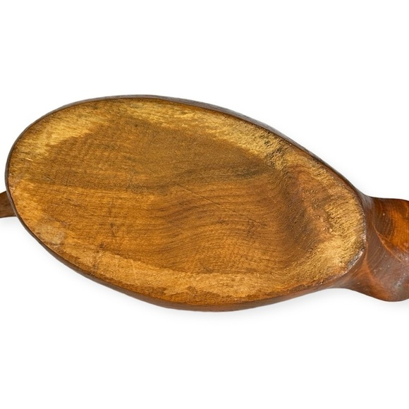 12.5” Wooden Carved Duck Decoy Brown Stripped Wood - Picture 9 of 11